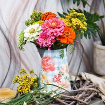 Vase à fleurs déco cruche métal vintage décoration jardin jardinière H23cm