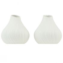 Article Vase à fleurs forme oignon céramique blanc Ø13cm H13,5cm 2pcs