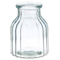 Article Vases à fleurs en verre à rainures bleu Ø11cm H14.5cm 2pcs