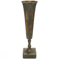 Vase de sol métal doré gris aspect antique Ø15,5cm H57cm