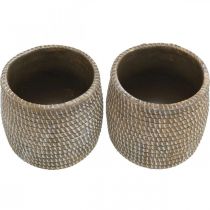 Article Lot de 2 cache-pots en céramique imitation tressage Ø9cm H10,5cm