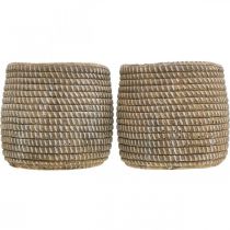 Article Pot de fleurs Boho cache pot en céramique aspect tressé Ø9cm H10.5cm 2pcs