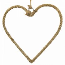 Style Boho, anneau décoratif en métal coeur ruban de jute B23cm 4pcs