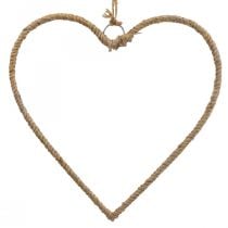 Style bohème, anneau décoratif coeur métal anneau jute ruban L33cm 3pcs