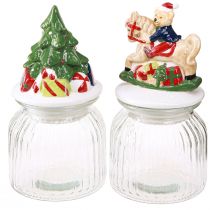 Article Pot à bonbons avec couvercle Bonbonnière de Noël H20cm 2pcs
