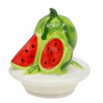 Article Bonbonnière en verre avec couvercle fruit melon H15,5cm