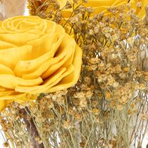 Article Bouquet de fleurs séchées avec roses en bois de Sola - Décoration naturelle 50 cm
