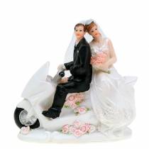 Figurine de couple nuptial sur moto 12cm