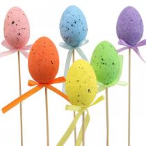 Oeufs de Pâques colorés bouchons de plantes en plastique H6cm 24pcs