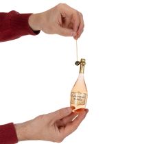 Article Set de suspensions de Noël en verre - Bouteille et flûte de champagne, 14cm, couleur dorée