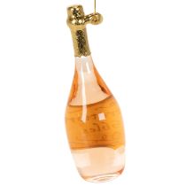Article Set de suspensions de Noël en verre - Bouteille et flûte de champagne, 14cm, couleur dorée