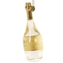 Article Ensemble pendentif bouteille et verre à champagne, décoration de sapin de Noël, 14 cm, 2 pièces
