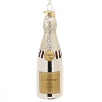 Article Bouteille de champagne à suspendre décoration de réveillon argent 13cm 5 pcs