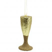 Article Verre à champagne cintre doré clair paillettes 15cm Nouvel An et Noël