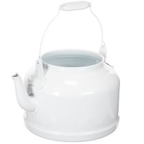 Article Cache-pot décoratif en métal blanc en forme de théière, style vintage, 27x20,5 cm