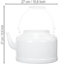 Article Cache-pot décoratif en métal blanc en forme de théière, style vintage, 27x20,5 cm