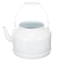 Article Cache-pot décoratif en métal blanc en forme de théière, style vintage, 27x20,5 cm