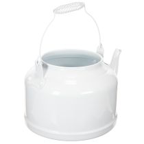 Article Cache-pot décoratif en métal blanc en forme de théière, style vintage, 27x20,5 cm