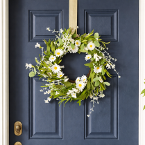 Article Couronne de marguerites artificielles, aspect naturel et résistante, pour la décoration de portes et de murs, 55 cm