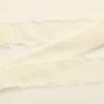 Article Ruban en mousseline de soie crème avec franges 40 mm 15 m