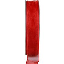 Article Ruban mousseline ruban organza ruban décoratif organza rouge 25mm 20m