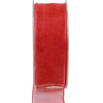 Article Ruban mousseline ruban organza ruban décoratif organza rouge 40mm 20m