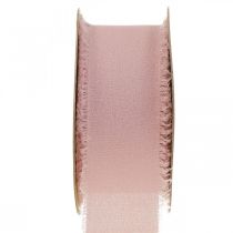Article Ruban mousseline ruban tissu rose avec franges 40mm 15m