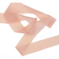 Article Ruban mousseline ruban tissu rose avec franges 40mm 15m