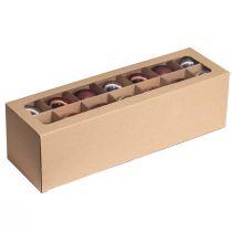 Article Boules de sapin de Noël boules en verre abricot argenté Ø5cm 24 pcs