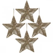 Article Décorations de sapin de Noël, décorations de l&#39;Avent, pendentif étoile Doré B15cm 8 pièces