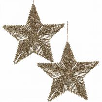 Article Décorations de sapin de Noël, décorations de l&#39;Avent, pendentif étoile Doré L25,5cm 4pcs