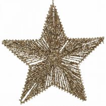 Article Décorations de sapin de Noël, décorations de l&#39;Avent, pendentifs étoiles dorés W30cm 4pcs
