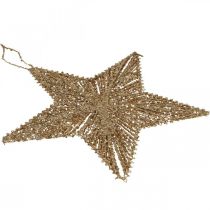 Article Étoiles décoratives en fil doré avec paillettes - Lot de 4 - 30 cm