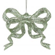 Article Noeud de décoration de sapin de Noël 9cm avec paillettes vert 12 pcs