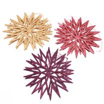 Article Décorations de sapin de Noël, flocons de neige, en bois, style scandinave, 15 cm, lot de 8