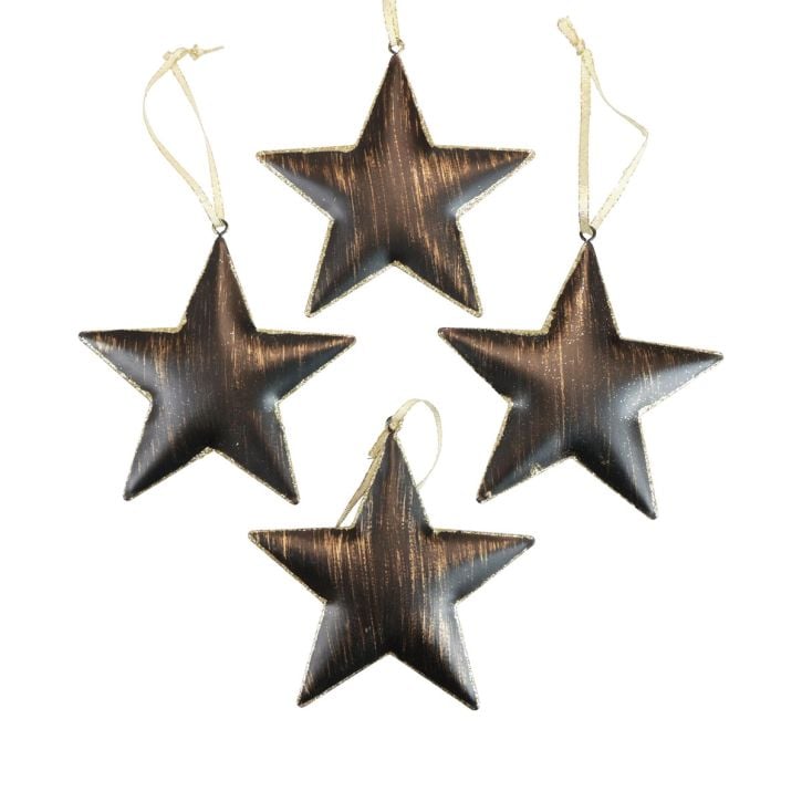 Décorations de sapin de Noël étoile décorative métal noir doré Ø11cm 4pcs