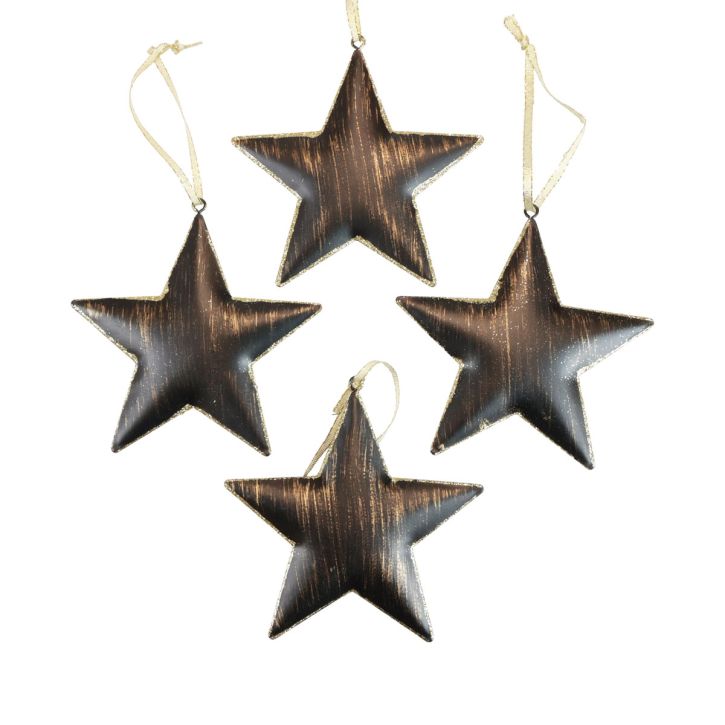 Article Décorations de sapin de Noël étoile décorative métal noir doré Ø11cm 4 pièces