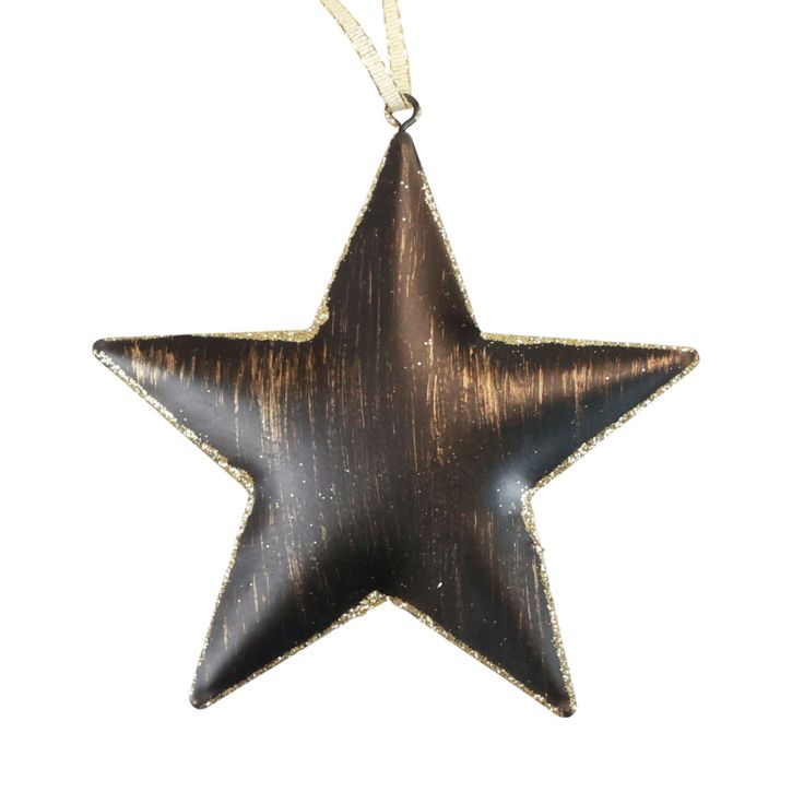 Article Lot de 3 étoiles décoratives en métal noir et or avec paillettes – Ø 15 cm