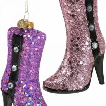 Article Décorations de sapin de Noël en verre bottes stiletto talons hauts H10cm 2pcs