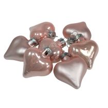 Article Mini coeurs en verre rose 4cm 12 pcs