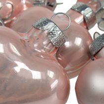 Article Mini coeurs en verre rose 4cm 12 pcs