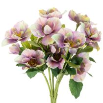 Article Bouquet de fleurs artificielles Hellébores violettes 35 cm - Lot de 6