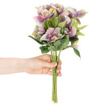 Article Bouquet de fleurs artificielles Hellébores violettes 35 cm - Lot de 6