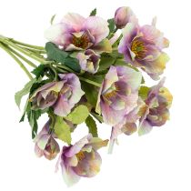 Article Bouquet de fleurs artificielles Hellébores violettes 35 cm - Lot de 6