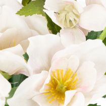 Article Bouquet de Fleurs Artificielles Hellébores Blancs et Roses 35 cm