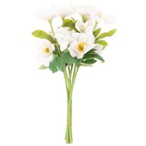 Article Bouquet de Fleurs Artificielles Hellébores Blancs et Roses 35 cm