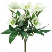 Roses de Noël blanc déco bouquet fleurs artificielles arrangement de Noël 27cm