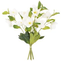Article Bouquet de roses artificielles blanches décoratives de Noël, 40 cm, lot de 4