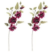 Article Clématite artificielle 3 fleurs fleurs artificielles Bordeaux 81cm 2pcs