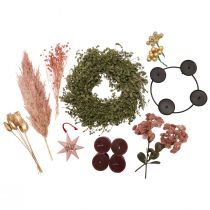 Coffret DIY Couronne de l&#39;Avent rouge couronne sèche moderne Avent Ø34cm